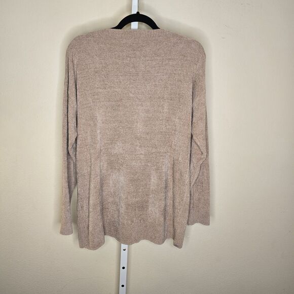 Barefoot Dreams Cozychic Ultra Lite Dockside Pullover Knit Sweater Tan Size L - Picture 2 of 11